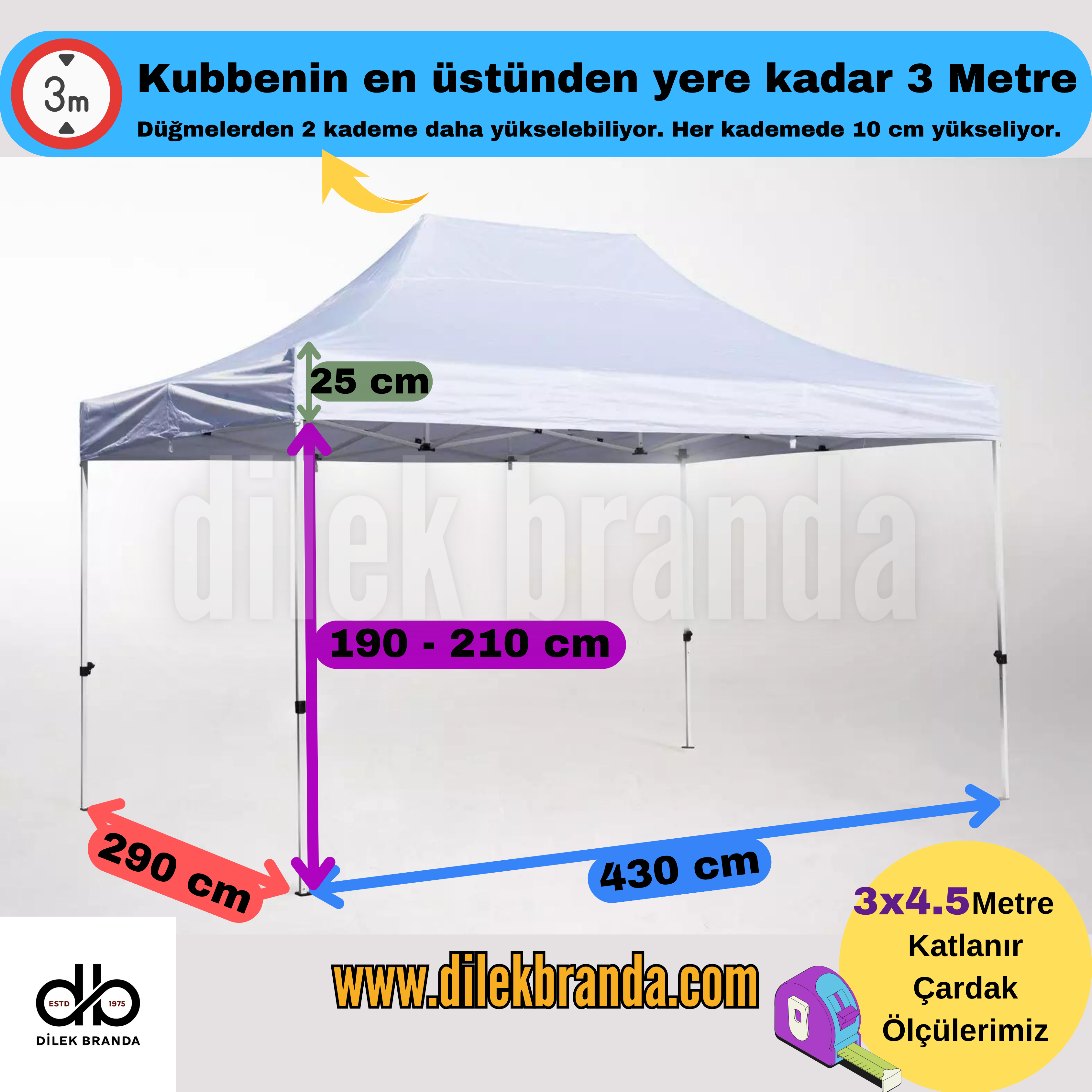 3x4,5 Makaslı Katlanır Çardak - Görsel 2